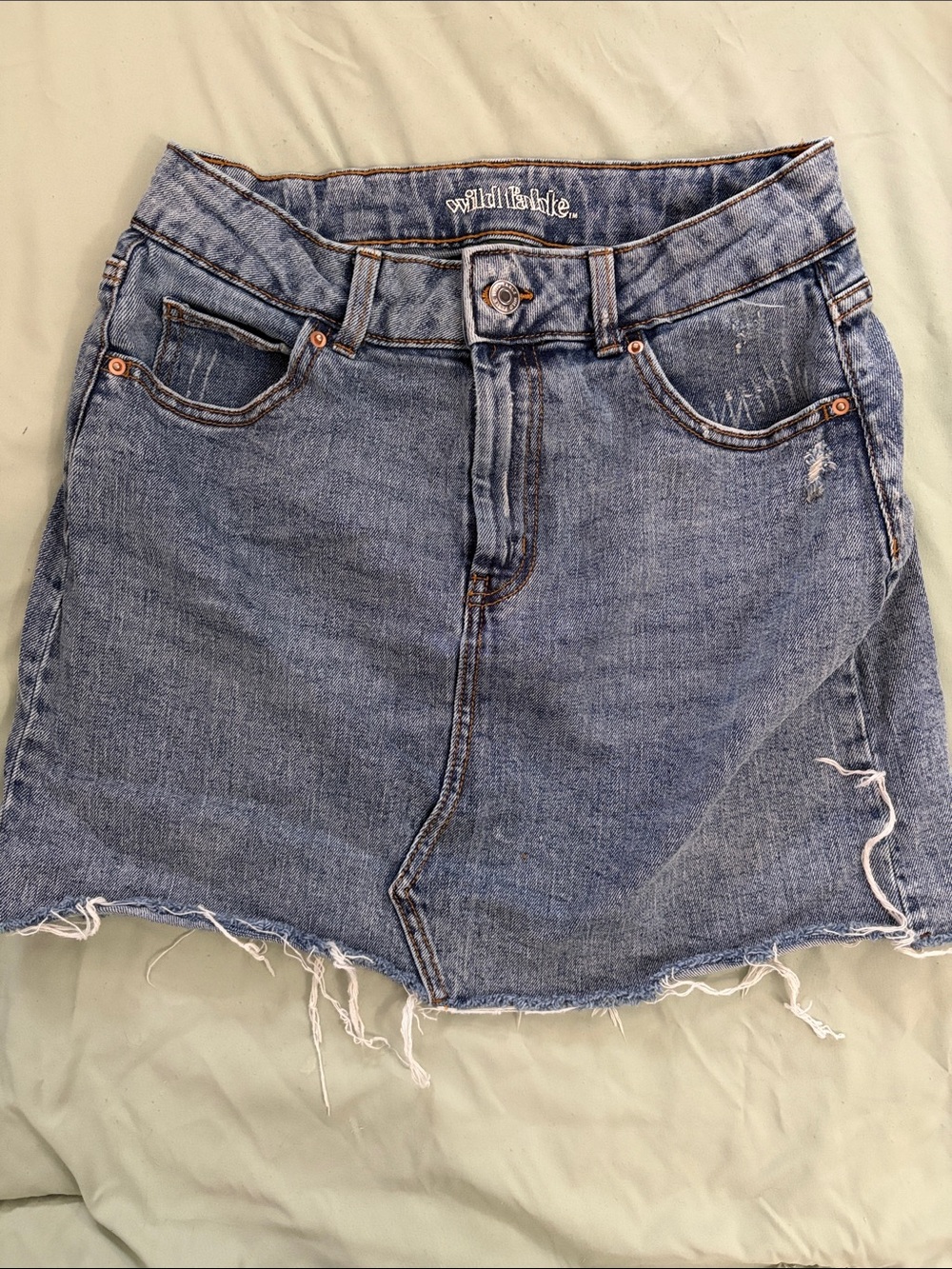 wild fable light blue distressed denim mini skirt